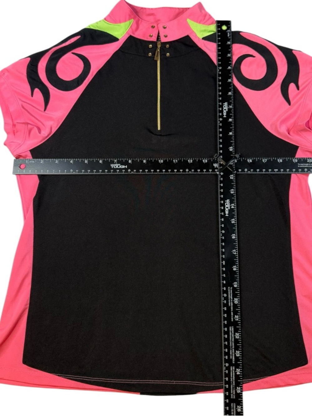 Jamie Sadock Top Womens L Pink Black Flame Zip Mock Neck Y2K Golf Athletic Shirt - Picture 7 of 7